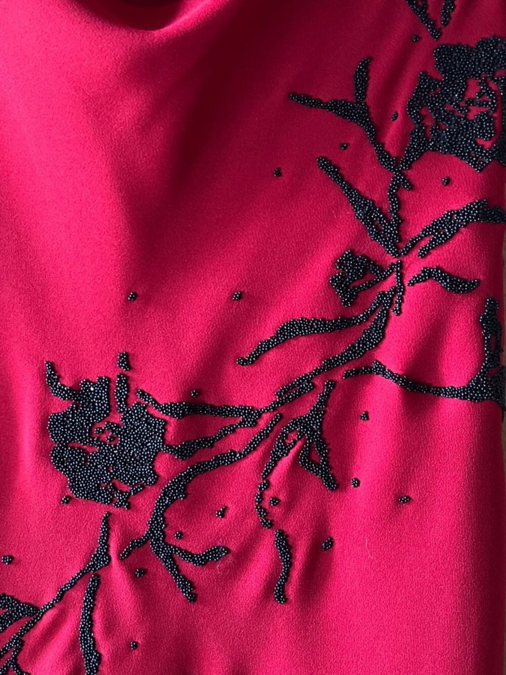 Coldwater Creek Red Beaded Cocktail Dress - Picture 3 of 5